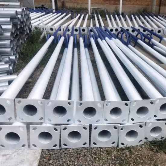 Outdoor Single Double Arm Galvanized Steel Post Traffic Street Lighting Pole